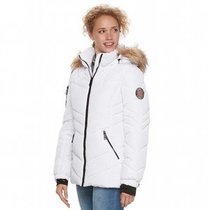 Quilted Puffer Coat Faux Fur